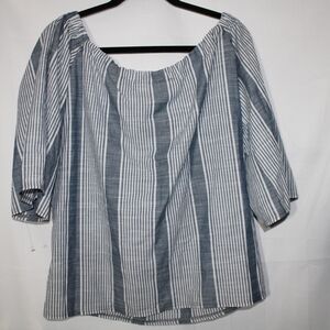 Kokomo Blue White Stripe off Shoulder Top Blouse L